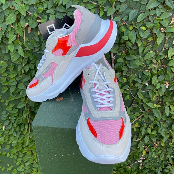 NWT | D.A.T.E. | Fuga Sneakers Pink/Red/Grey | US 9.5 - Picture 2 of 14